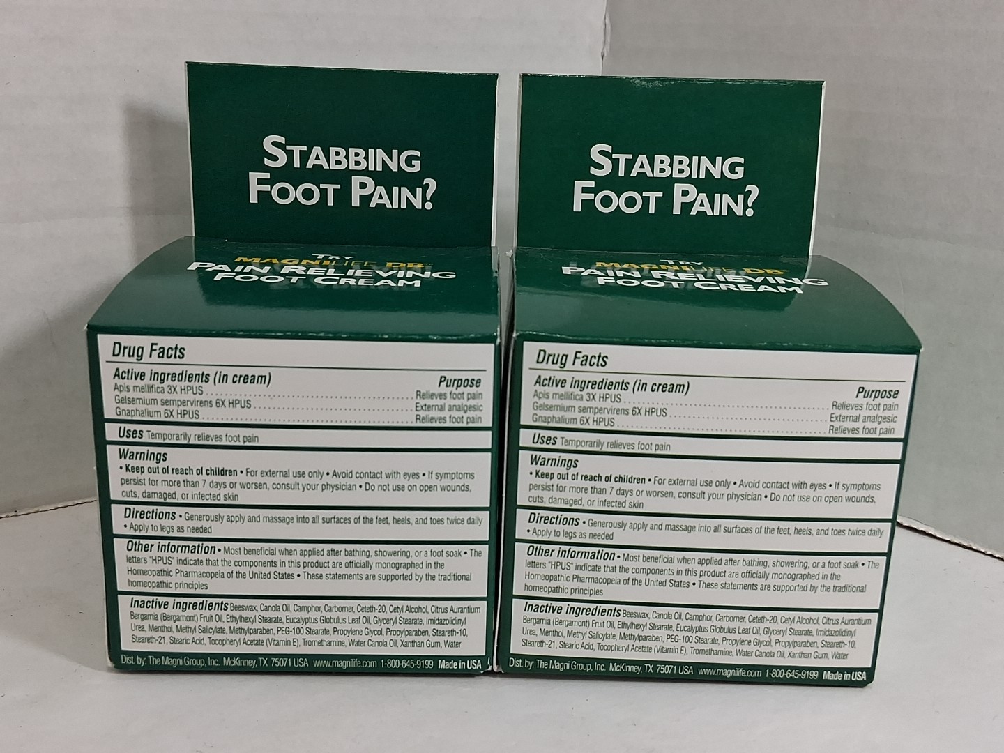 2 Pk Magnilife DB Pain Relieving Foot Cream Homeopathic Moisturizing 4 oz New