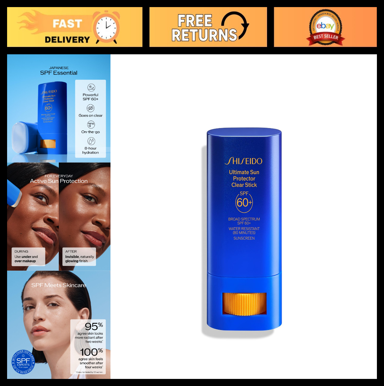 Invisible Broad-Spectrum Sunscreen Stick – Lightweight Face SPF – Makeup Friendl