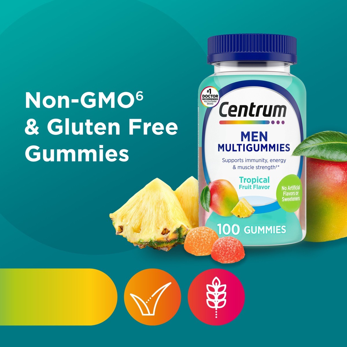 Centrum Men’s Multivitamin Gummies – Tropical Fruit – 100ct: Vitamins, 9.63 oz