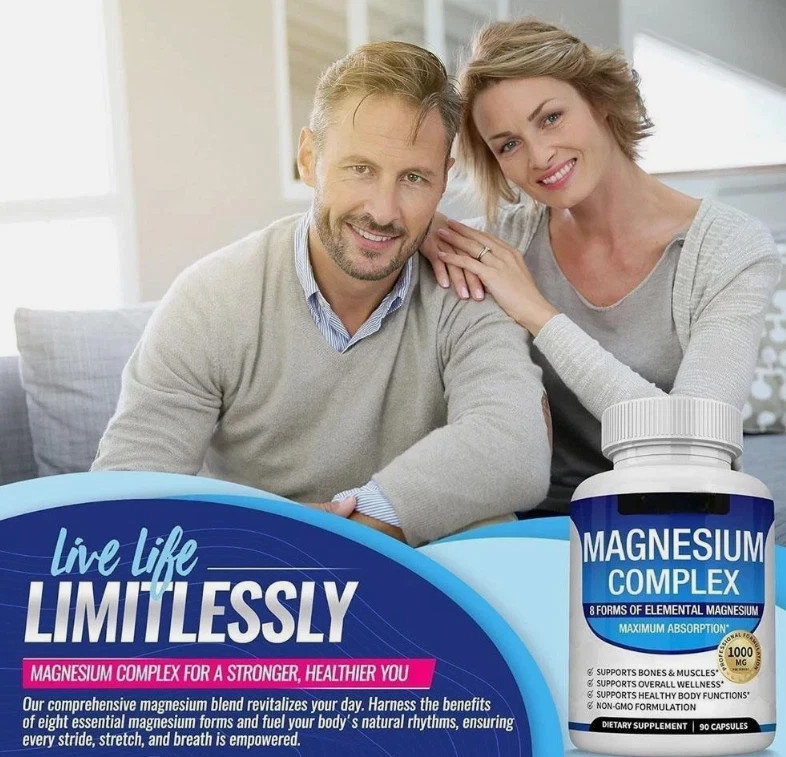 90 Capsules 1000mg Magnesium 8-Month Supply complex Glycinate