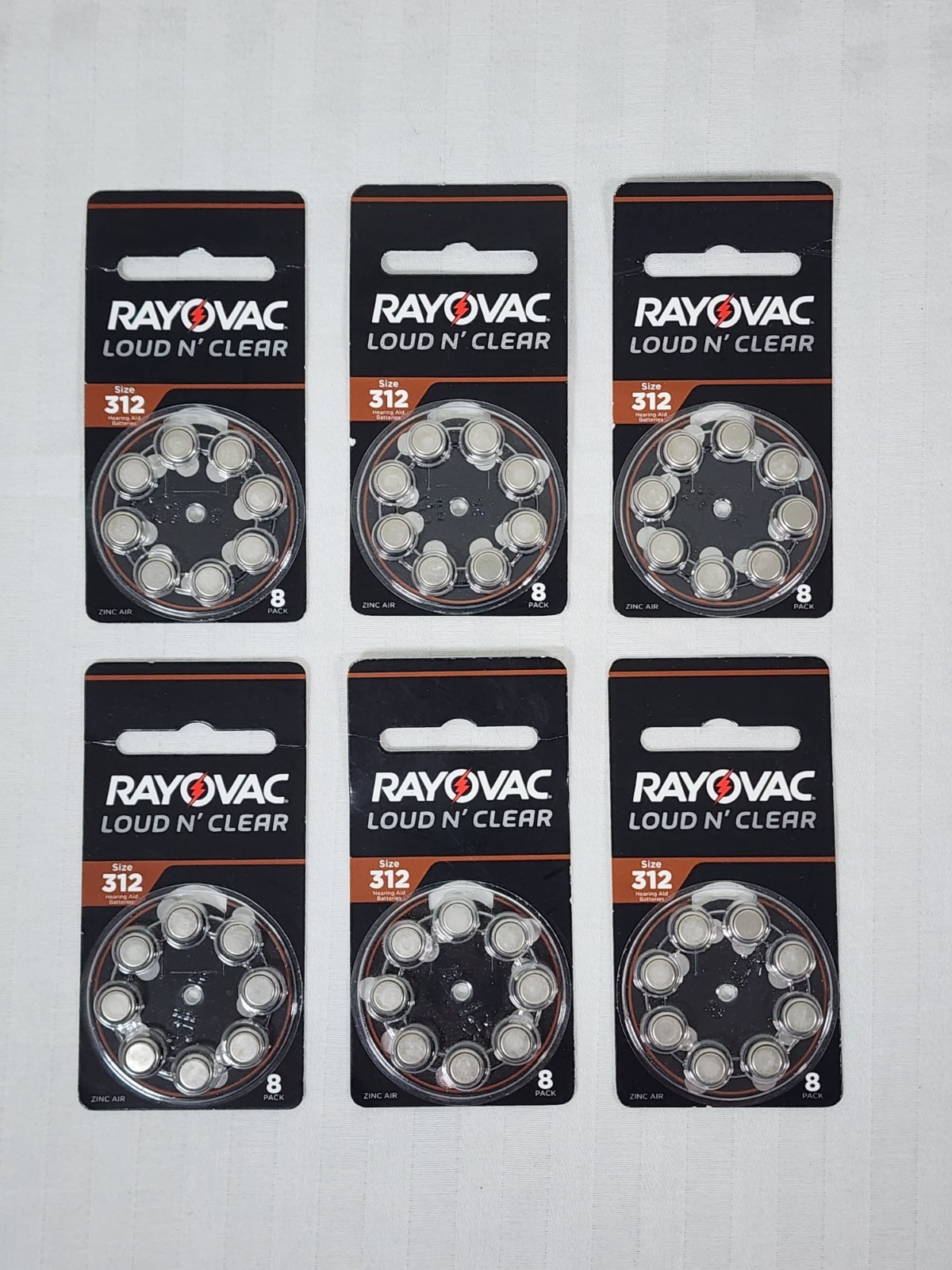 6 Pks of 8 Rayovac Loud N’ Clear Hearing Aid Batteries Zinc Air Size 312 01-2025
