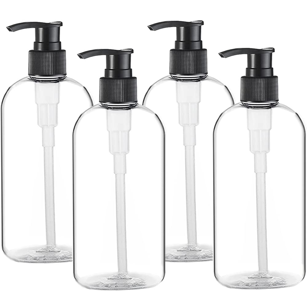 Empty Plastic Pump Bottles Dispenser 4 Pack 16Oz/500Ml Portable Clear Bpa-Free