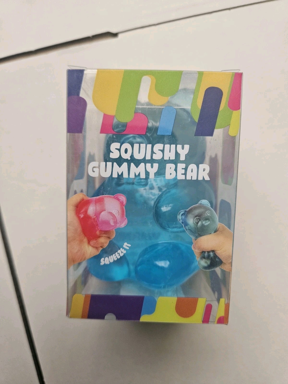 Gummy Bear Squishy Stress Ball Slow Rising Pink & Blue Squeeze Fidget Toy