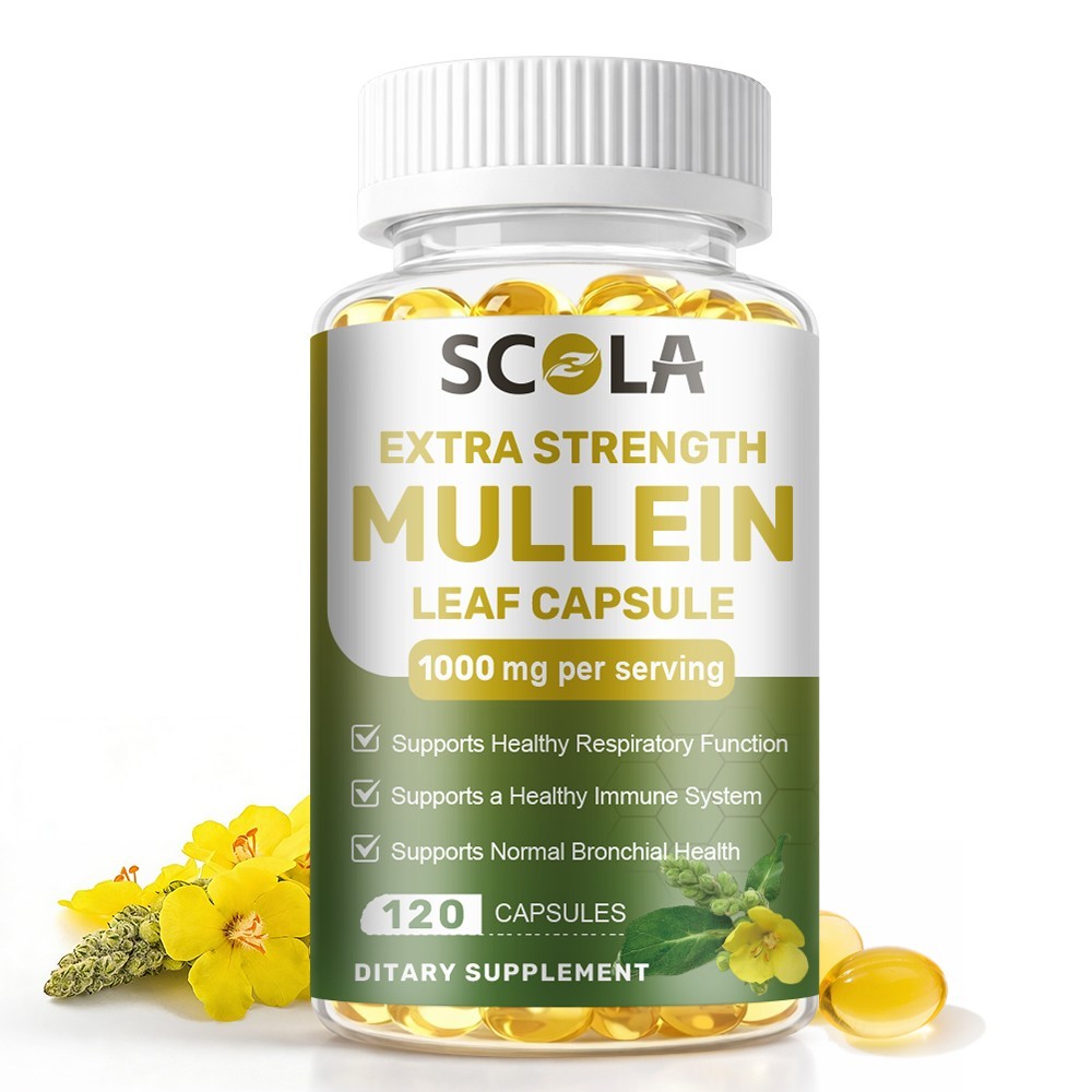 Mullein Leaf Capsules 1000mg – Support Lung Cleanse Respiratory Health Vegan