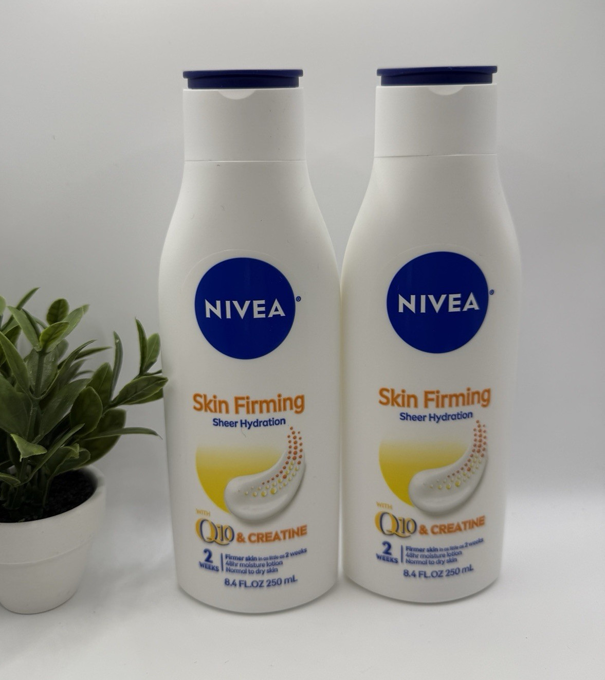 NIVEA Skin Firming Body Lotion Q10 + Creatine Sheer Hydration 8.4 fl oz 2-Pack