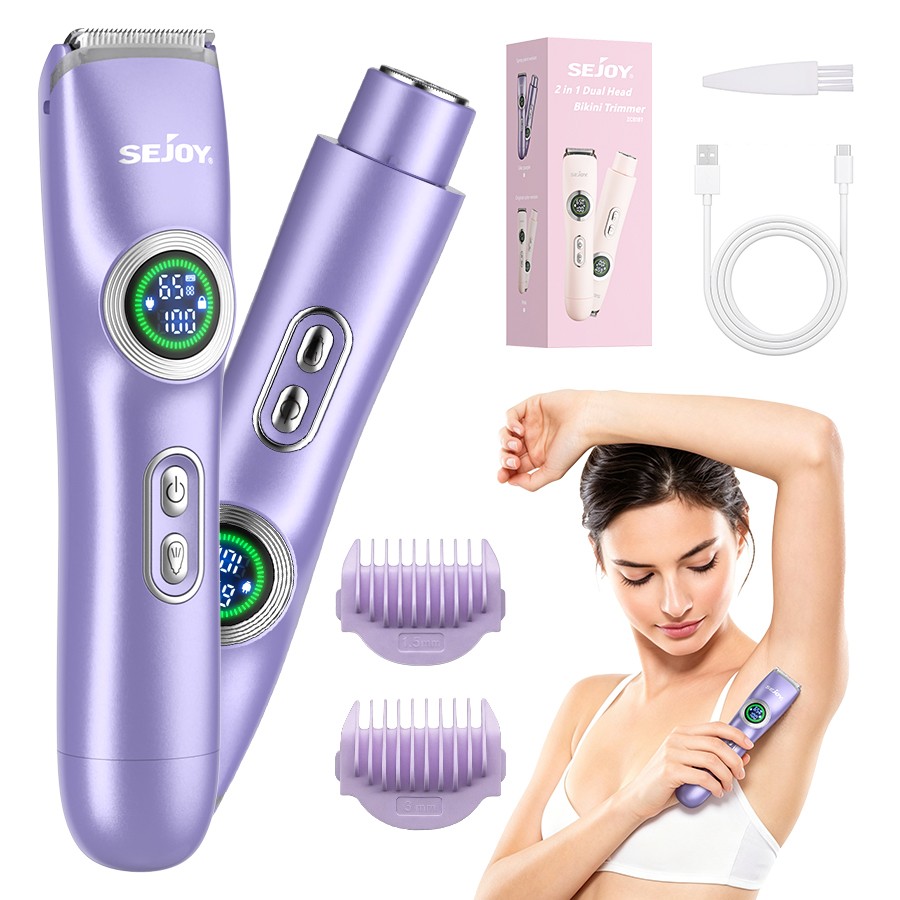 SEJOY 2-in-1 Dual-Head Electric Bikini Trimmer Facial Hair Cutting Clippers Lady