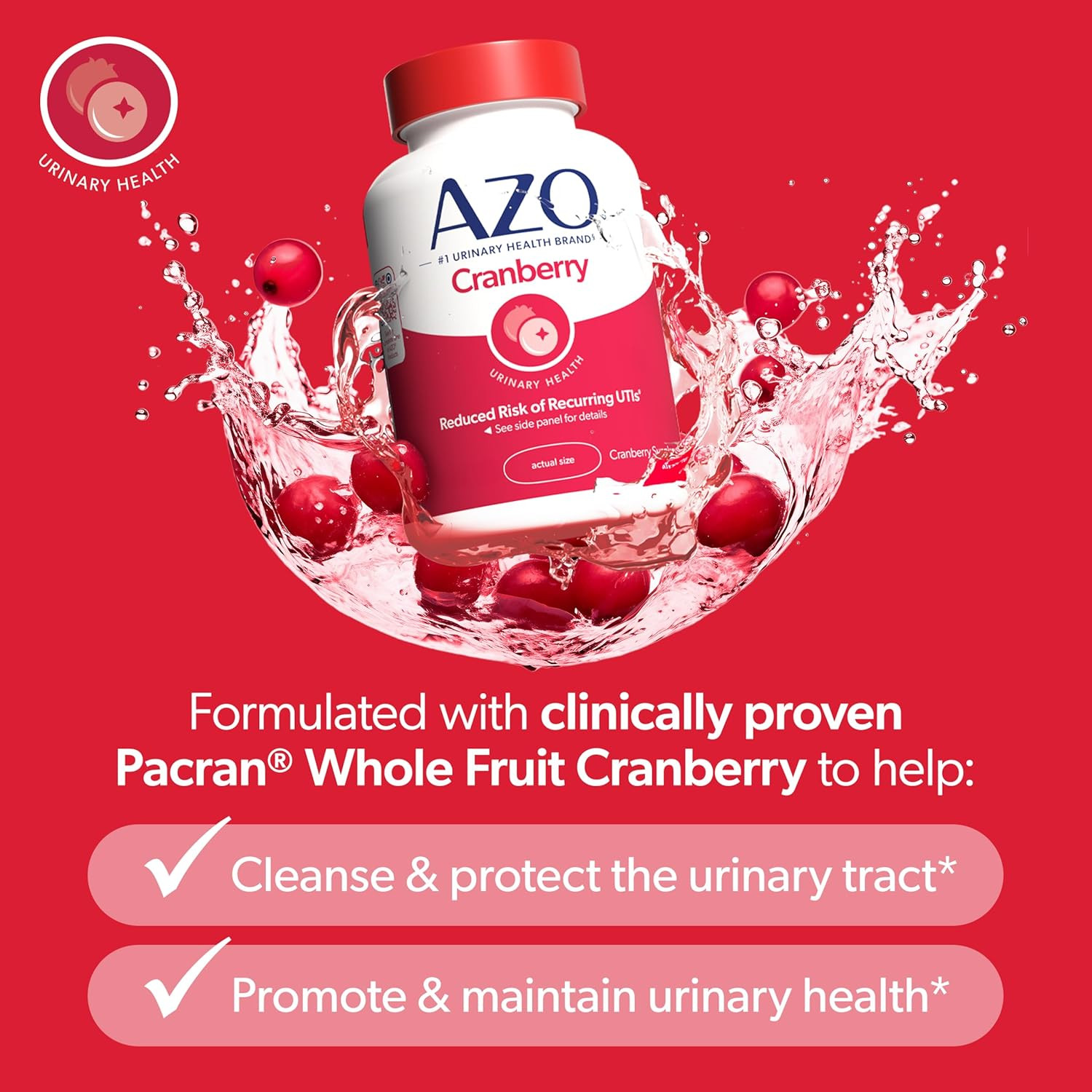 AZO Cranberry Supplement, Made with Concentrated Whole Fruit Cranberry Powder to