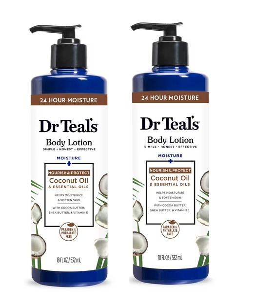 Dr Teal’s Moisturizing Body Lotion 18 oz x2 – Nourishing Coconut & Essential Oil