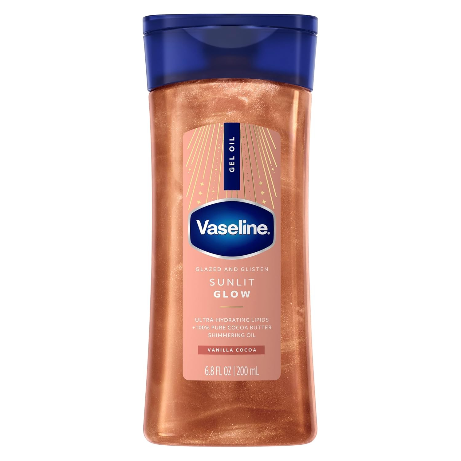 Vaseline Glazed and Glisten Sunlit Glow Body Gel Oil Vanilla Cocoa Shimmering wi