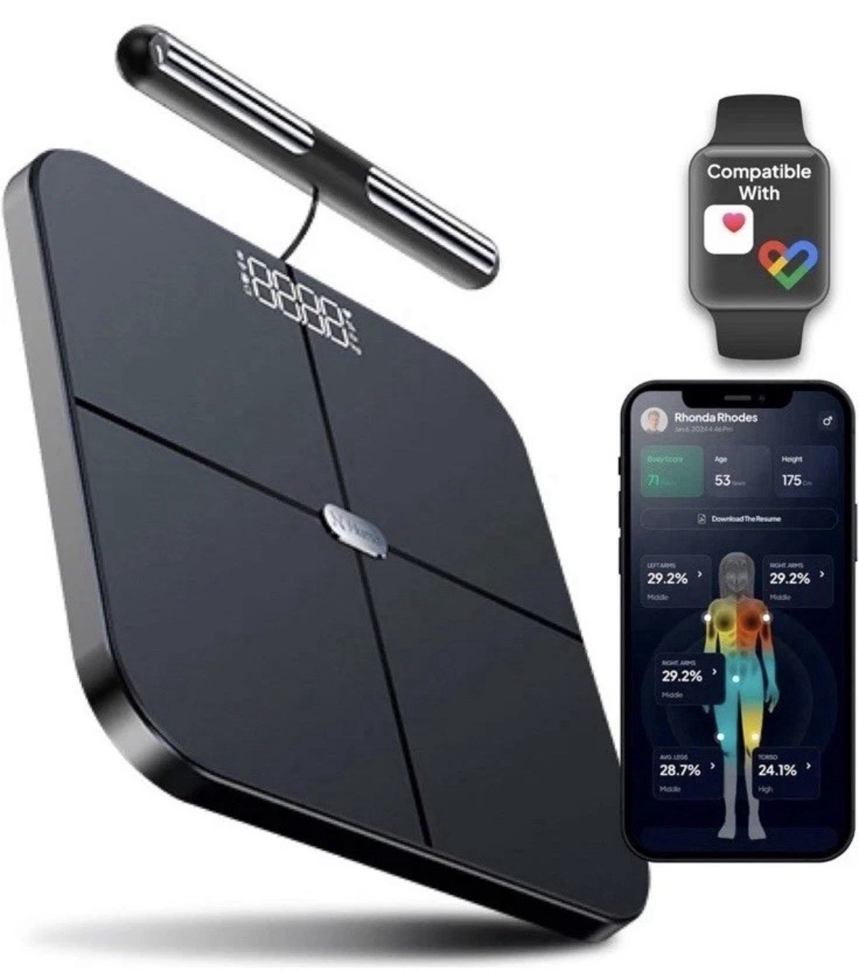 HumeHealth Hume Pod Bioelectric Analyzer Scale Black Bluetooth Bone Mass Heart …