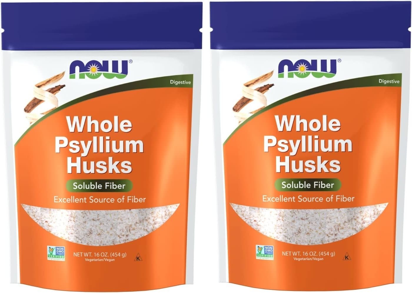 Now Foods Psyllium Husk Powder 16 oz 454 g Egg-Free Gluten-Free Milk-Free,2 Pack