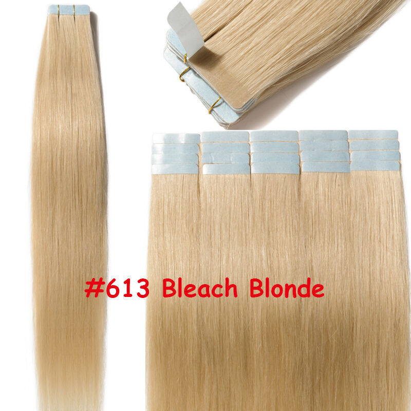 Women 10A 100% Virgin Remy Human Hair Extension 16-24in Tape in Grade Weft 20pcs