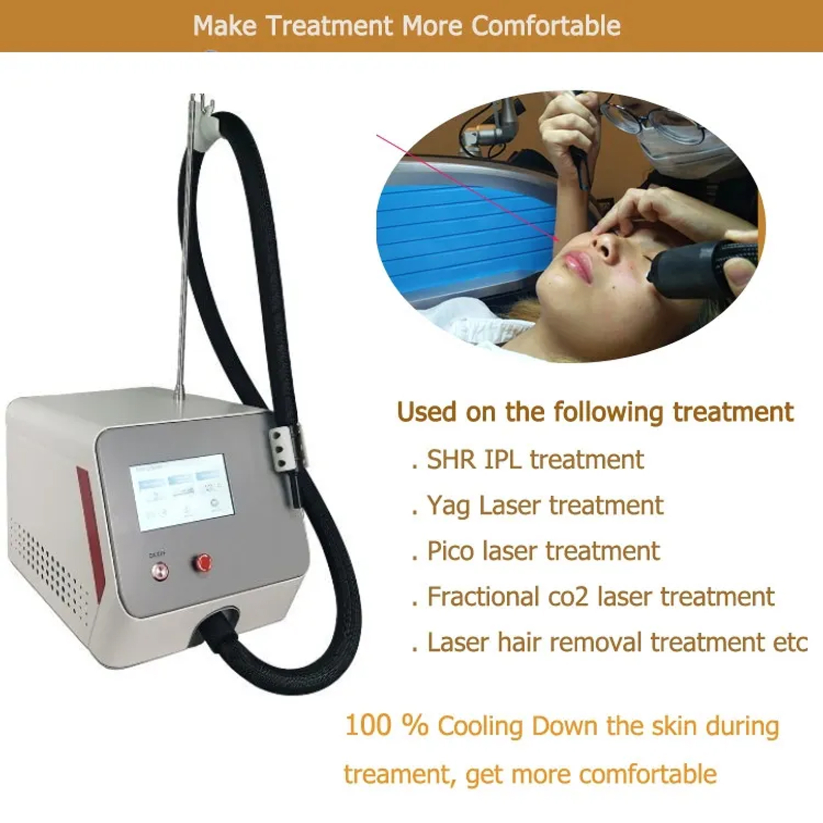Professional Cryo Skin Cooling Machine Cold Air for CO2 Fractional Laser IPL