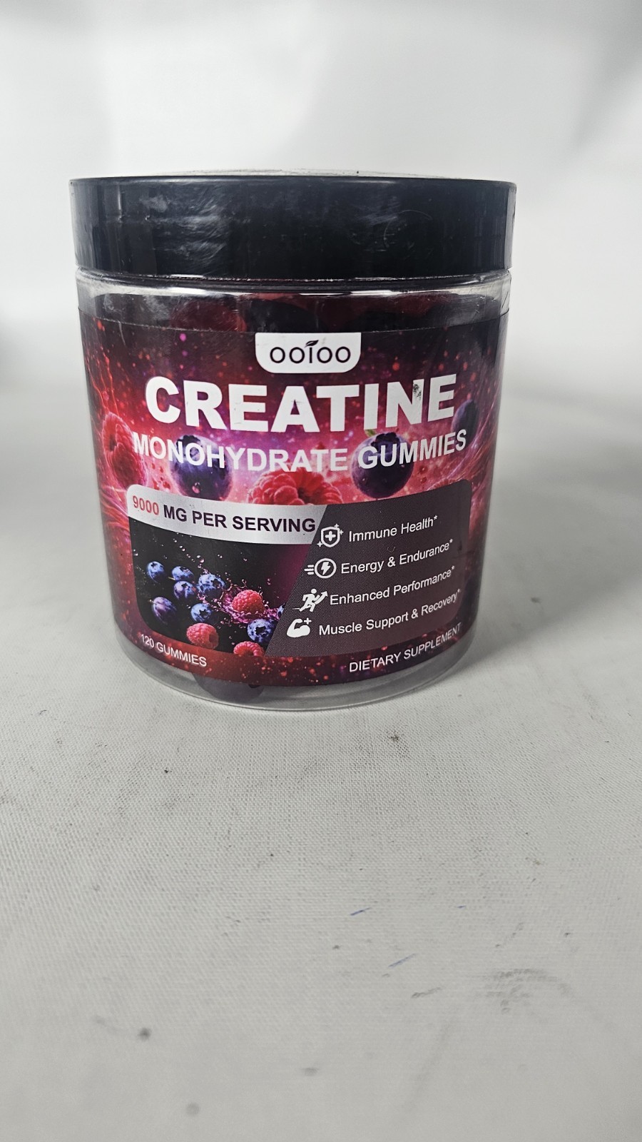 Creatine Monohydrate Gummies 120ct Sugar-Free Blackberry BCAA 9000 Mg Exp:6/2029