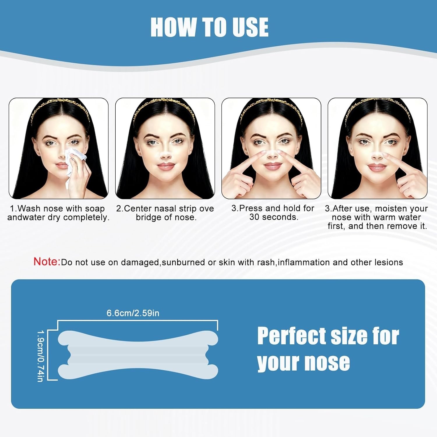 Transparent Nasal Strips for Sleep Better Breathing Snoring Relief (66mmx19mm)
