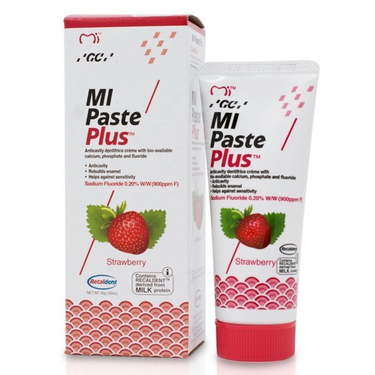 GC MI Paste Plus Topical Tooth Crème 0.20% Sodium Fluoride 40g Tube – STRAWBERRY