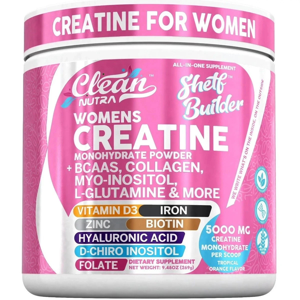 Clean Nutra Women Creatine Powder Collagen Inositol Muscle Hormone Support