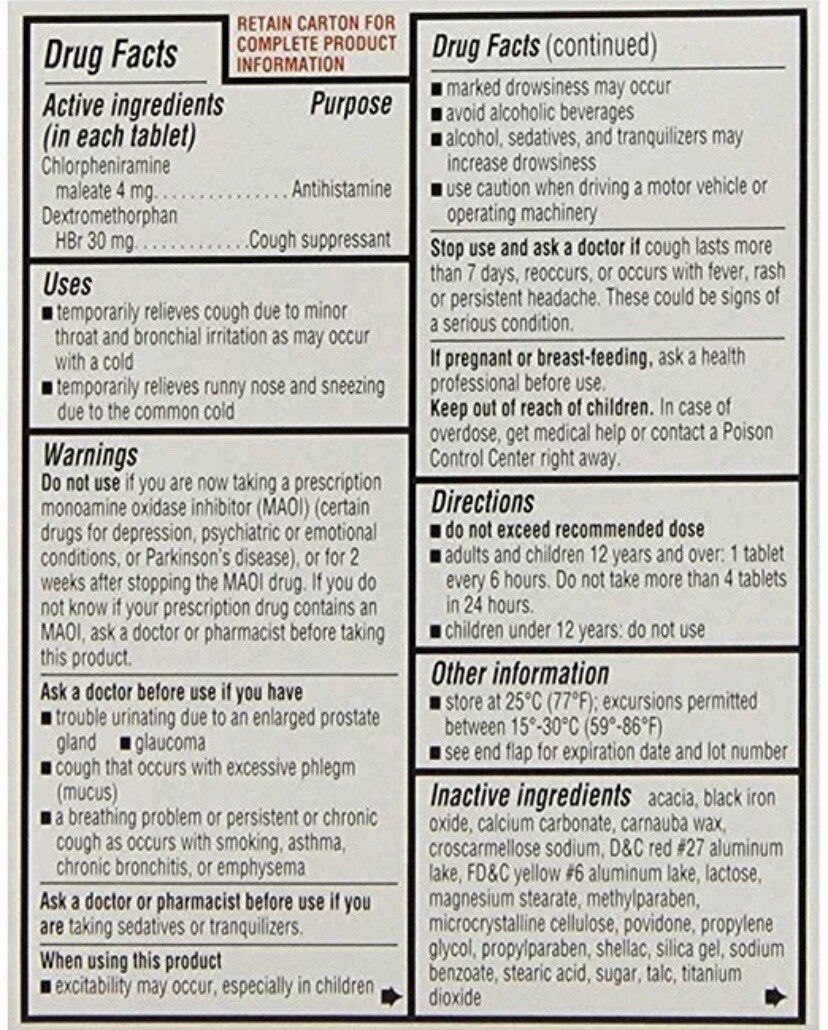 6 PACK- MAJOR Cough & Cold HBP 16ct (Compare to Coricidin HBP) Exp 2024
