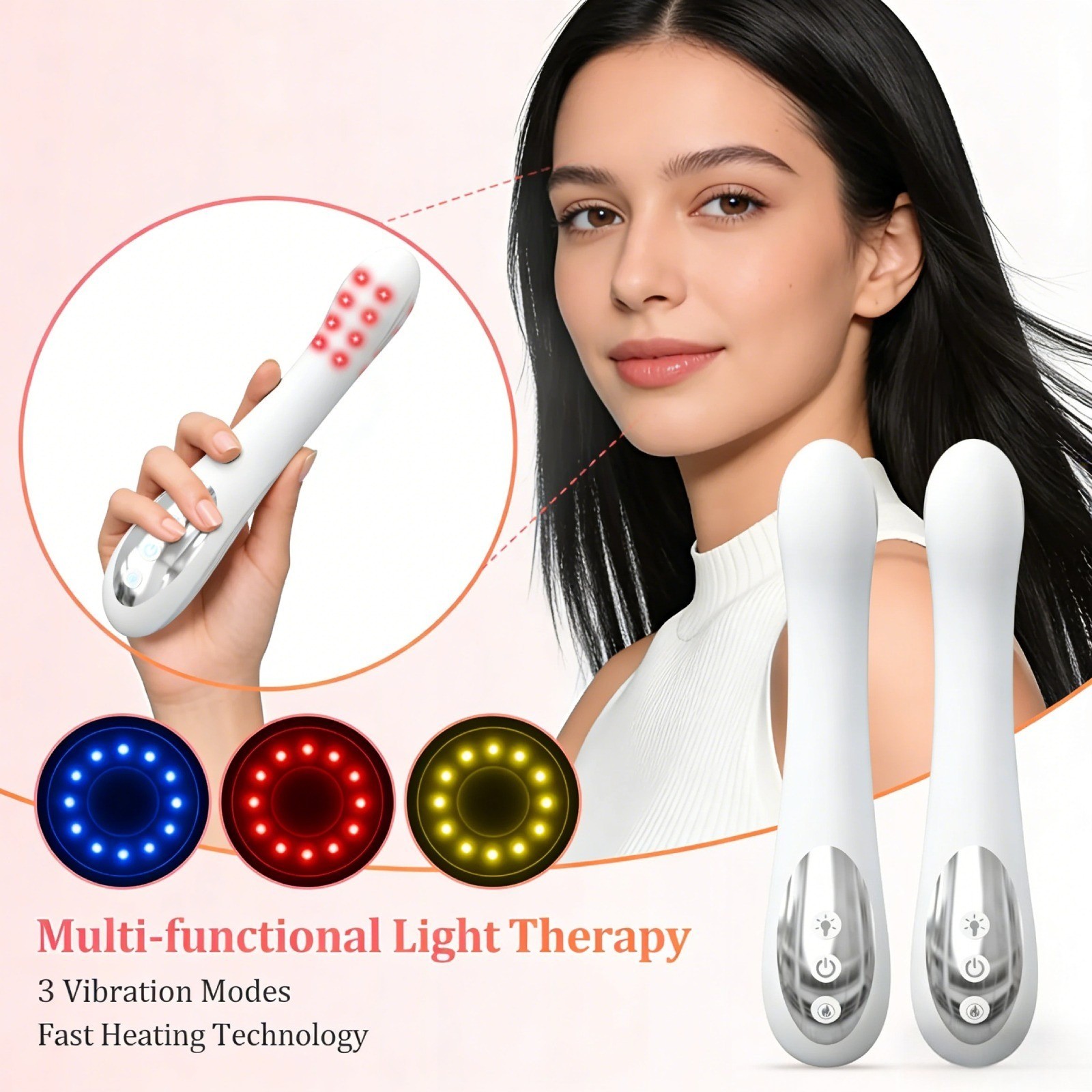 Red&Yellow&Blue Light Therapy Device with 8 Mode Female Light Therapy Device