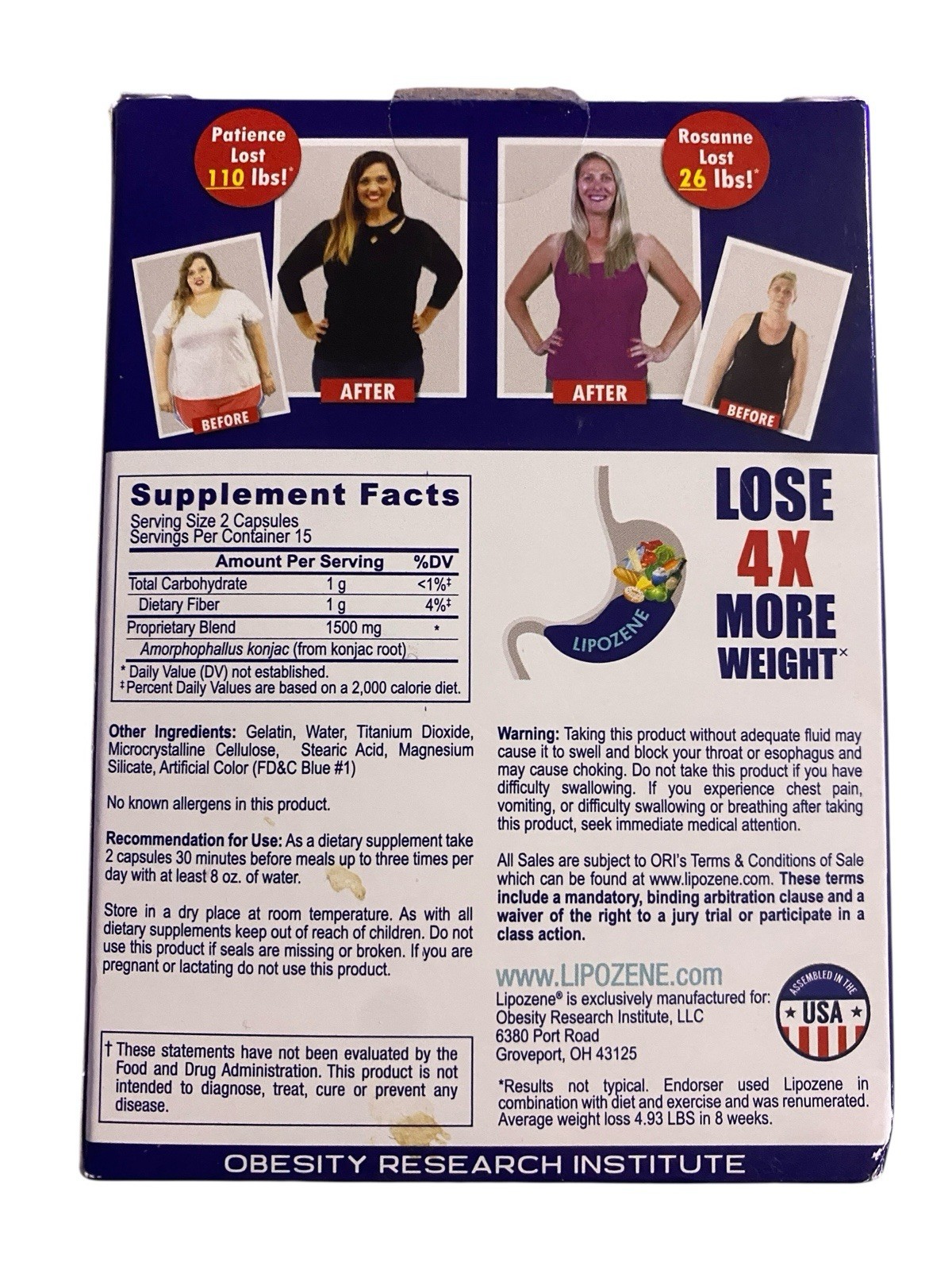 Lipozene Maximum Strength – 2 bottles, 30 capsules each