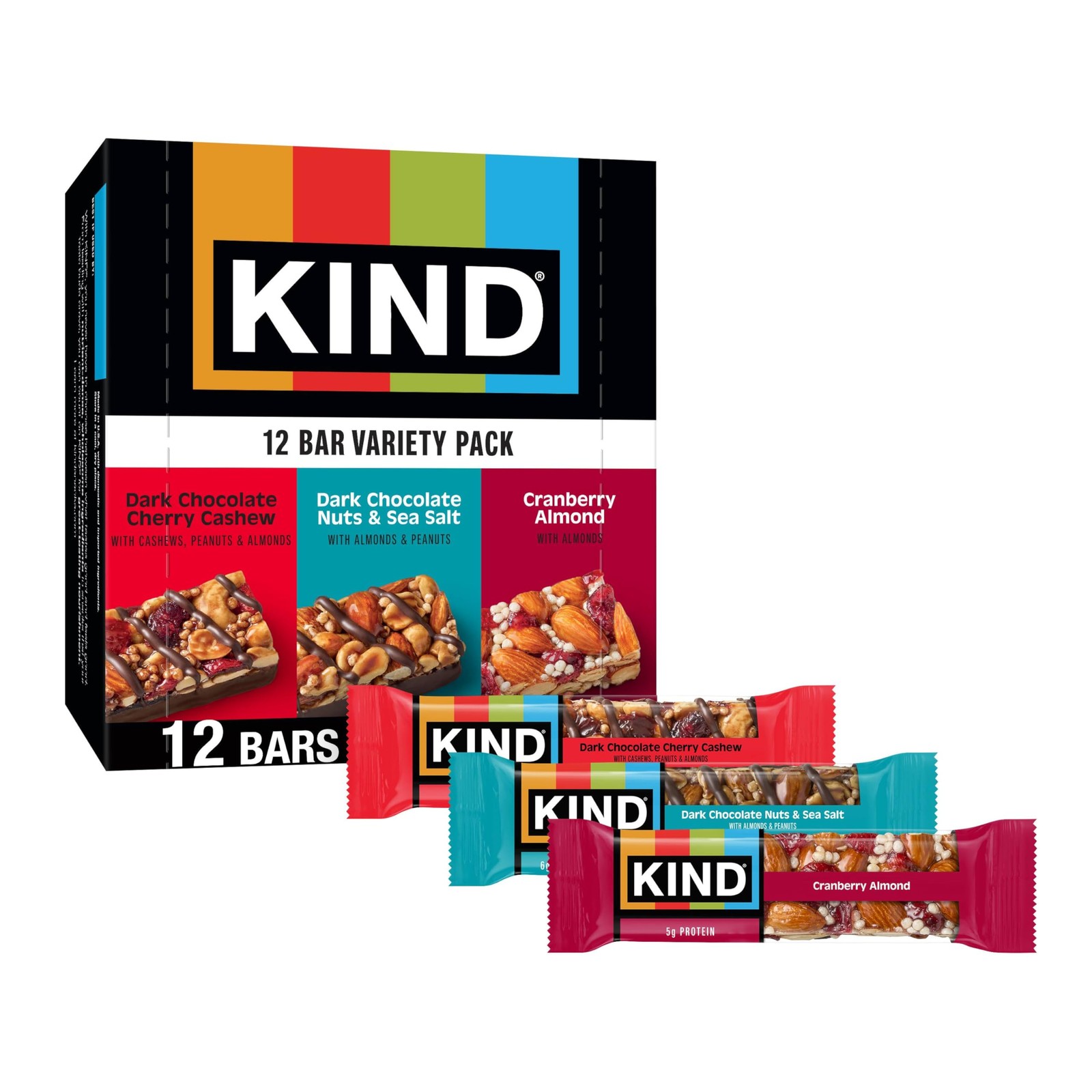 KIND Snack Bars Variety Pack, Gluten Free, 12 Count – Healthy On-the-Go Snacks