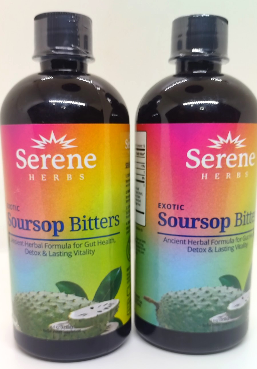 2X Serene Herb Exotic Soursop Bitters Liquid Gut Health Detox Lasting Vitality