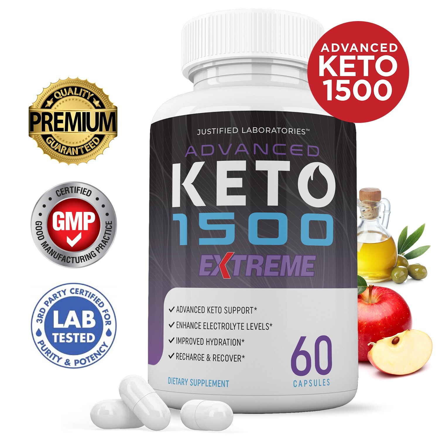 Advanced Keto 1500 Keto ACV Pills Extreme 1675MG New Improved Formula 60 Capsule