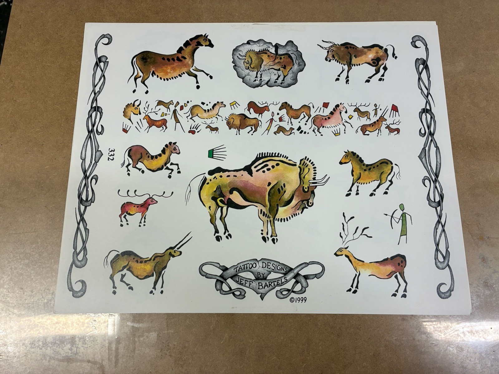 Tattoo Flash Single Sheet Print by Jeff Bartels Traditional Style 11” X 14” 332