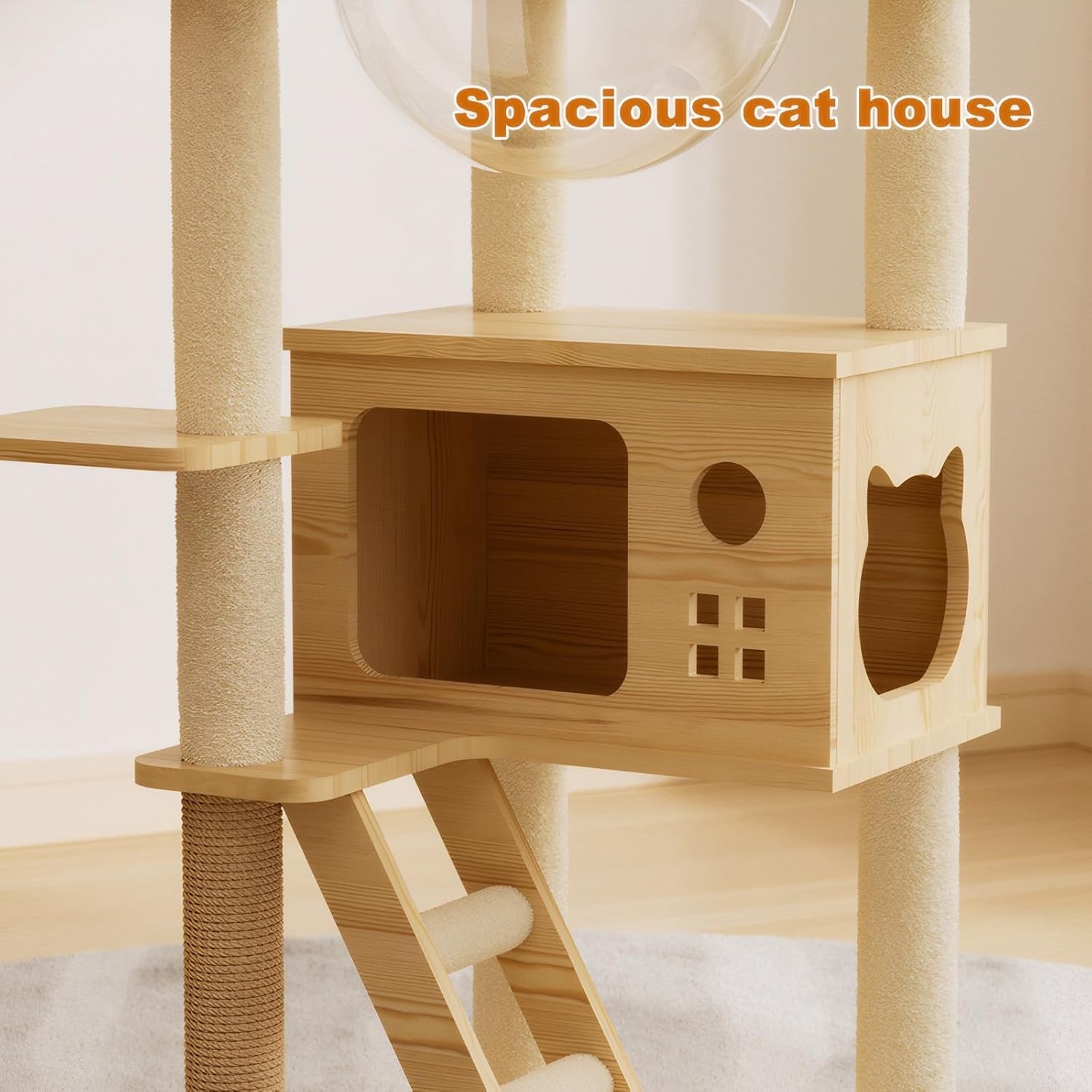 Cat Tree & Litter Box Enclosure,Modern All-in-one Indoor Cats Tower with Large P