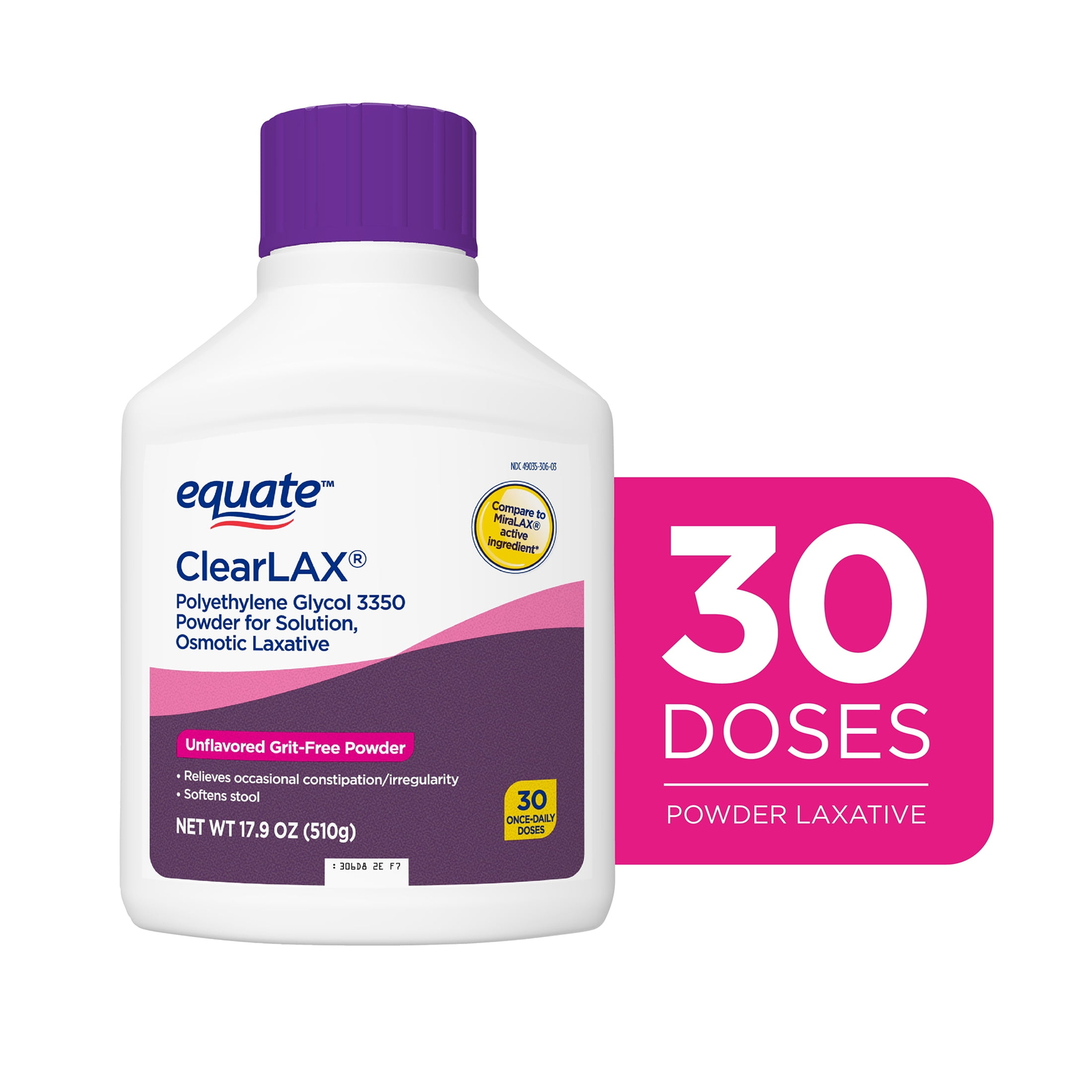 Clearlax Polyethylene Glycol Powder Solution Vs Miralax, Unflavored, 30 Doses