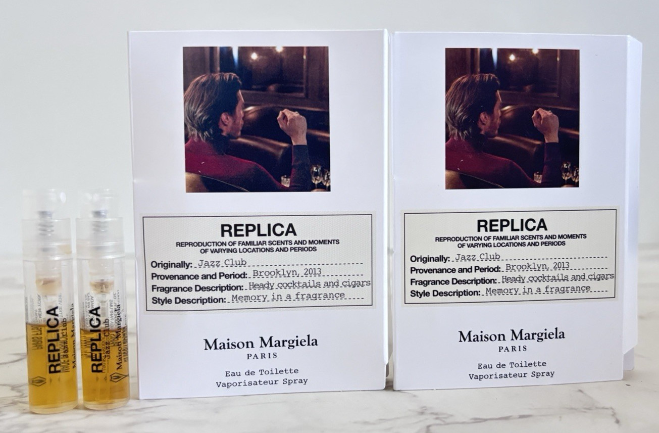 2 Maison Margiela Replica Jazz Club Eau de Toilette EDT Sample Spray .04oz 1.2ml