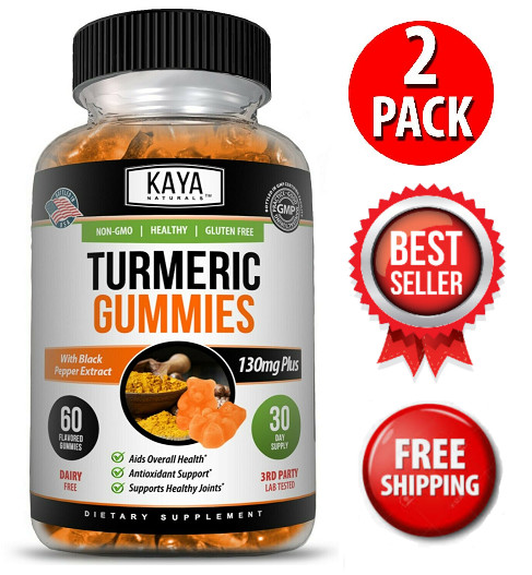 (2 Pack) Turmeric Curcumin Ginger Gummies 60 Count, Pain Relief & Joint Support