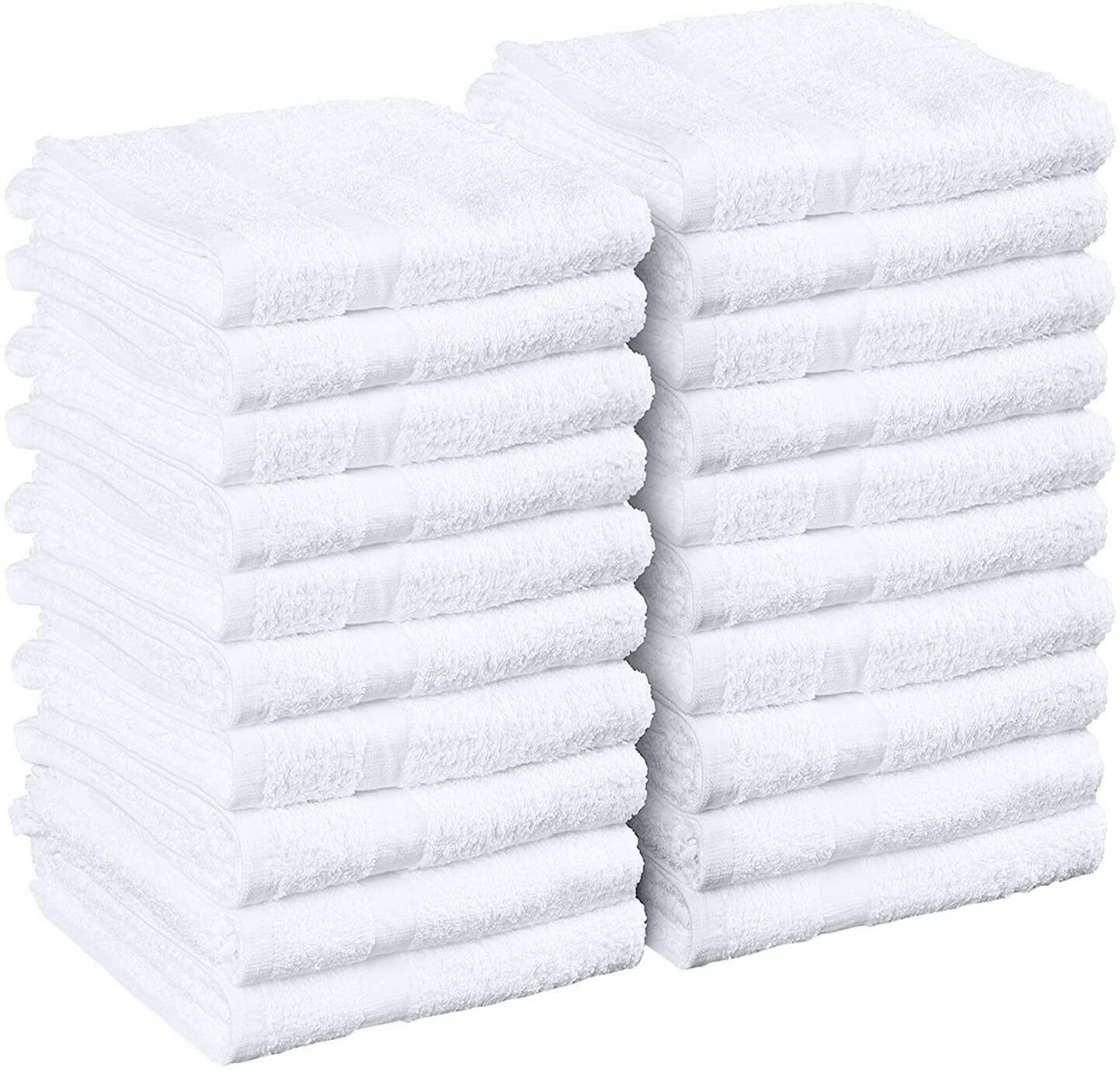 Salon Towels 100% Cotton Towel Pack Of 24 White Gym Spa Towel in 16×27 inches.