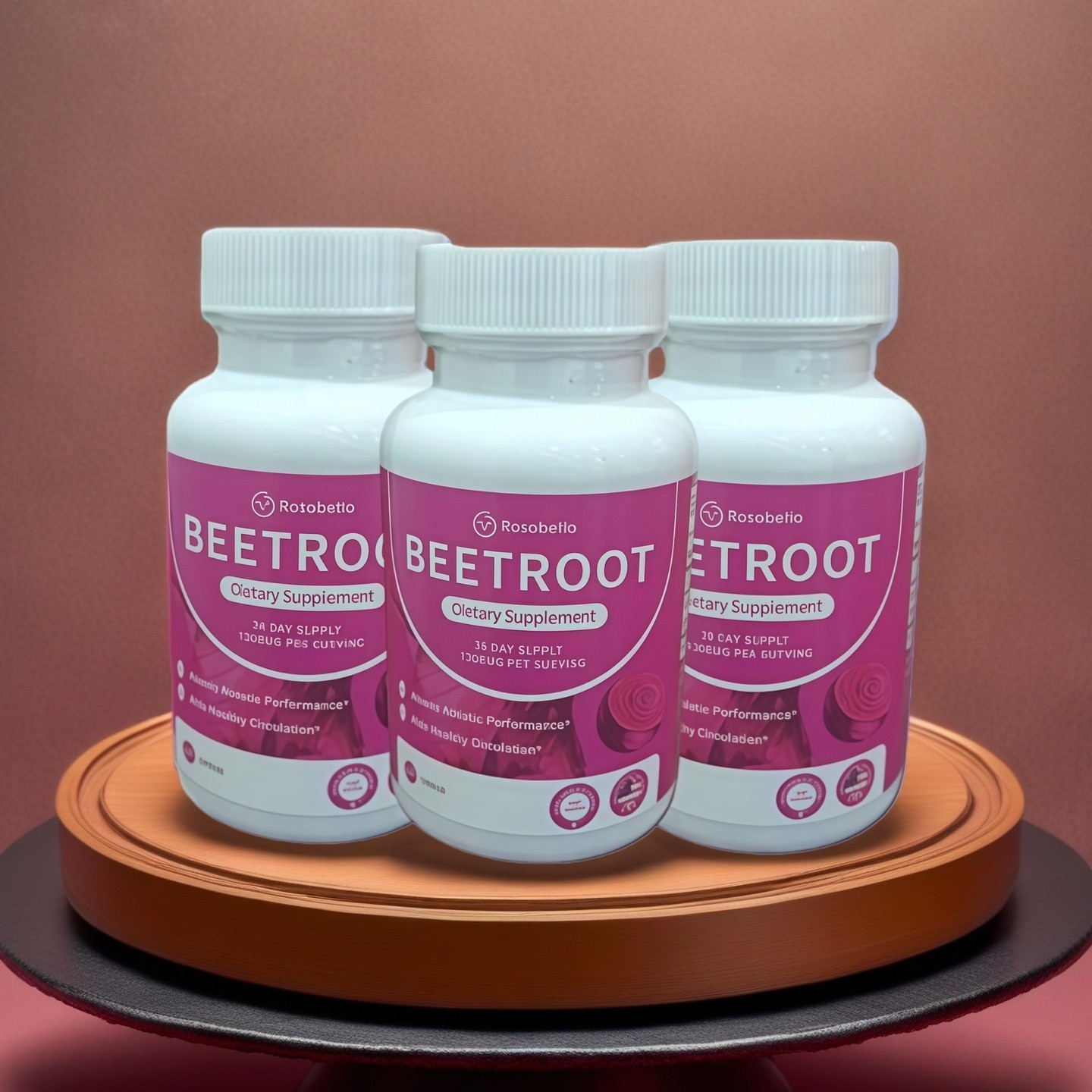 3PCS Rosabella Organic Beet Root 60 Capsules Natural Energy Boost Blood Pressure
