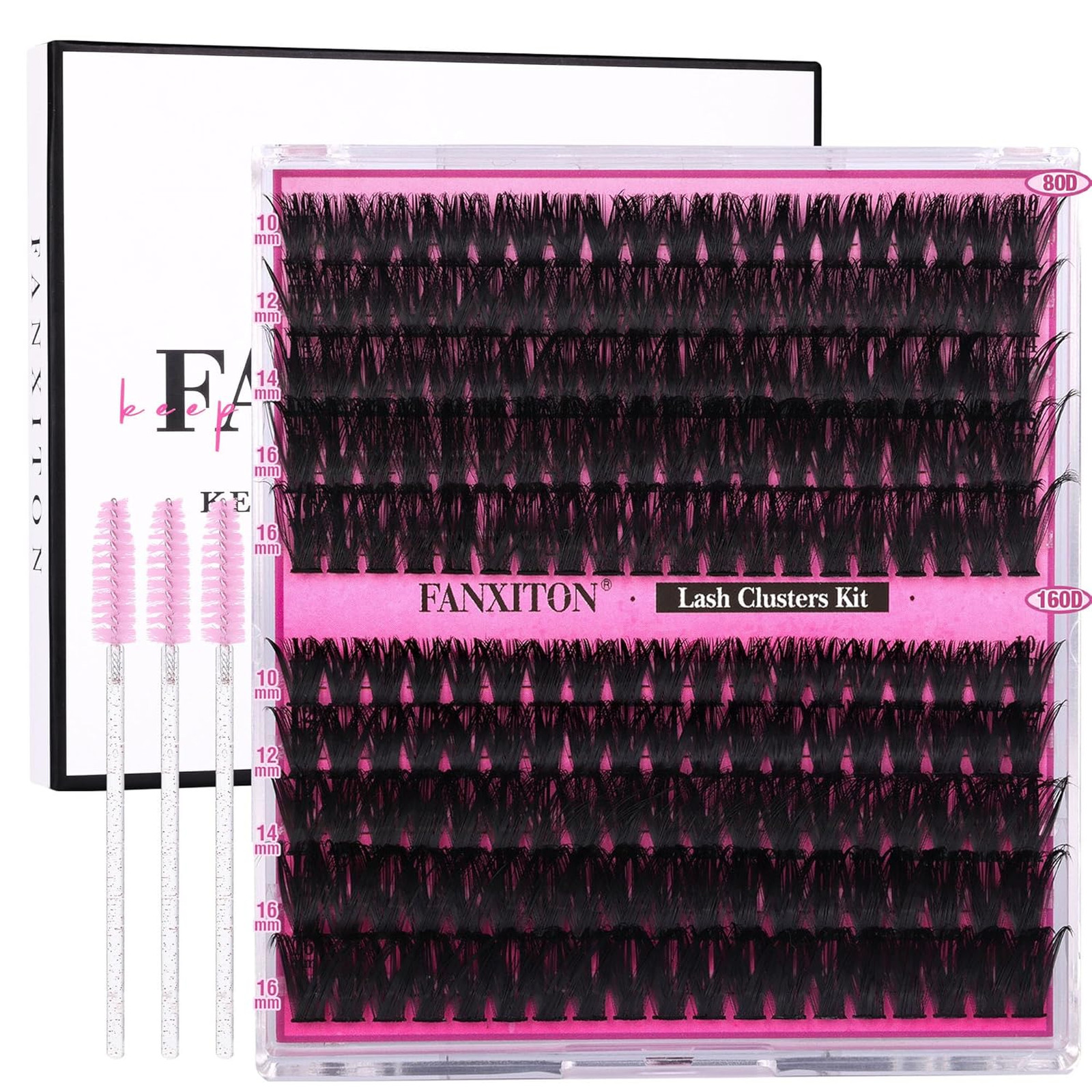 Lash Extension Kit Volume Thick Clusters D Curl 80D 100D 10 16MM Eyelash