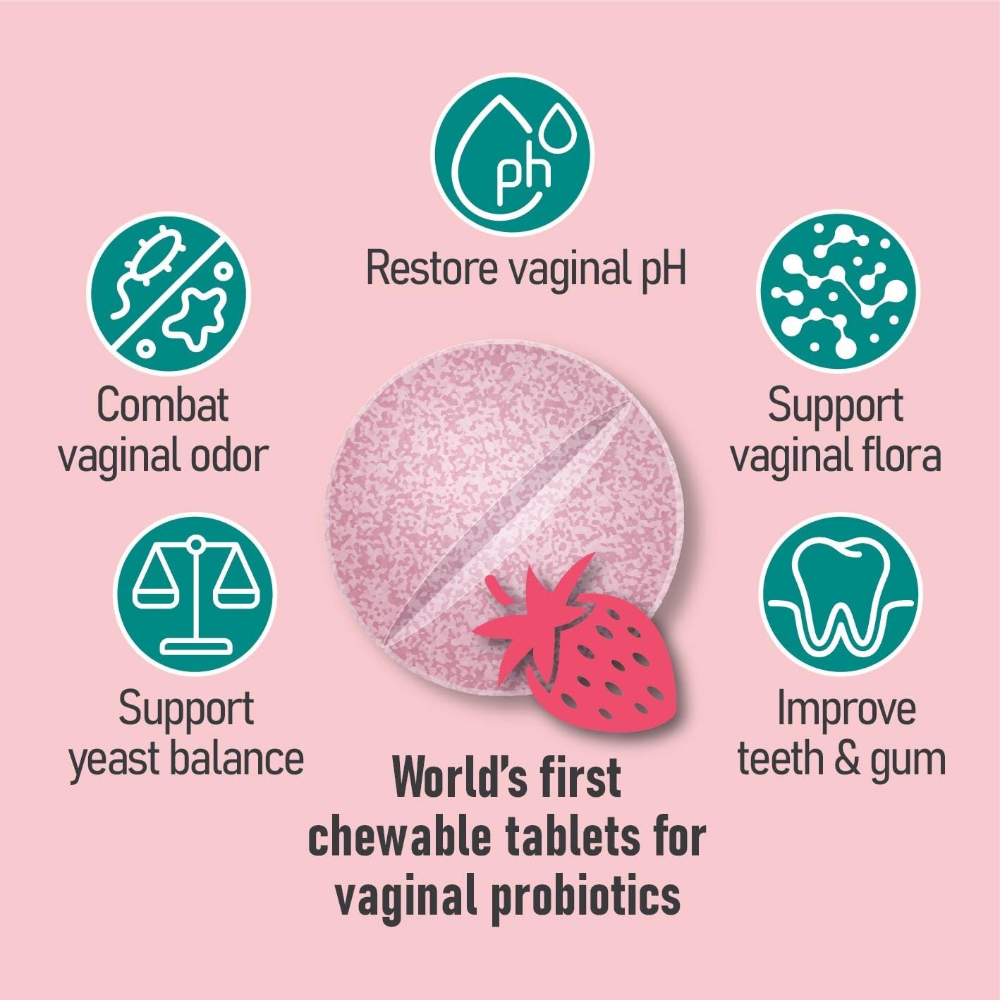 World’s First Chewable Female Vaginal Probiotics 10 Billion CFU + Organic P…