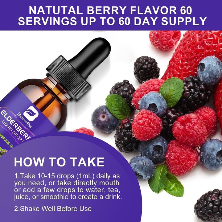 Elderberry Syrup Immune Support High Flavonoid Non-GMO Vegan 3000mg 4oz
