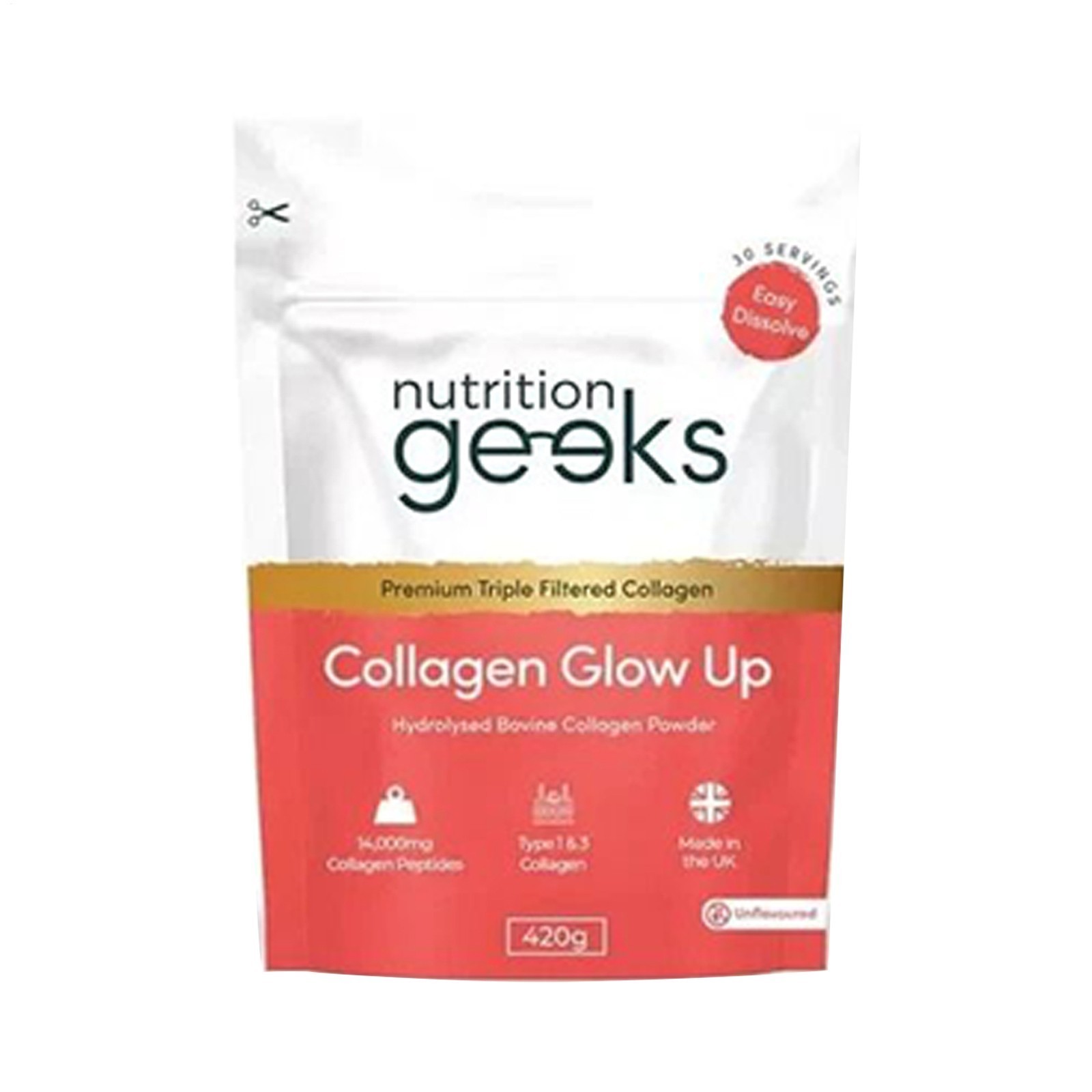 Nutrition Geeks Collagen Glow Up Powder New & Improved 14000mg 420g 30 Serving
