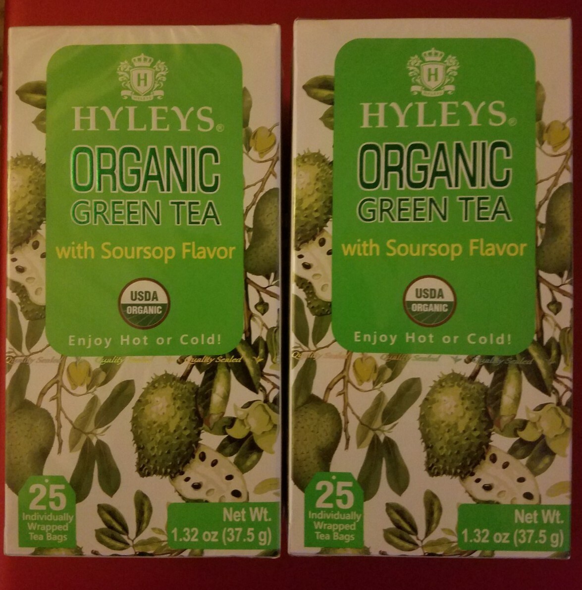 2 PACK HYLEYS ORGANIC GREEN TEA WITH SOURSOUP FLAVOR (50BAGS)