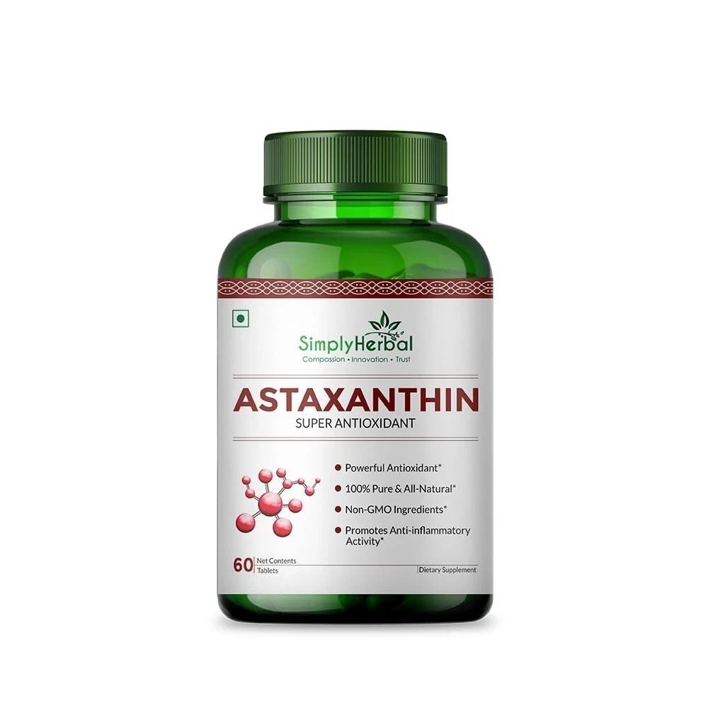 Simply Herbal Astaxanthin 60 Tablets – Antioxidant & Sugar Support
