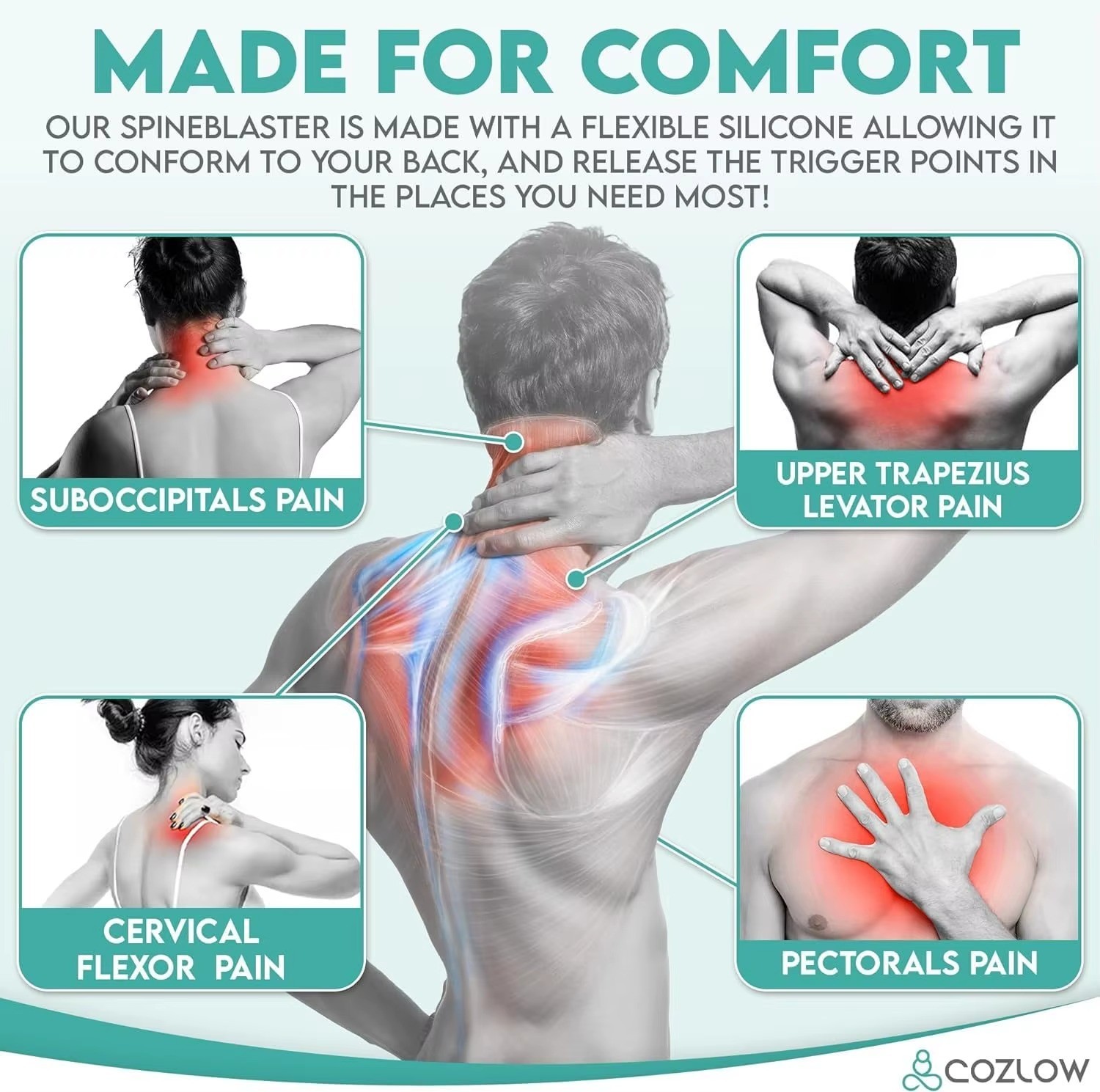 Trapezius Trigger Point Massager Myofasical Release Neck and Shoulder Pain Suboc