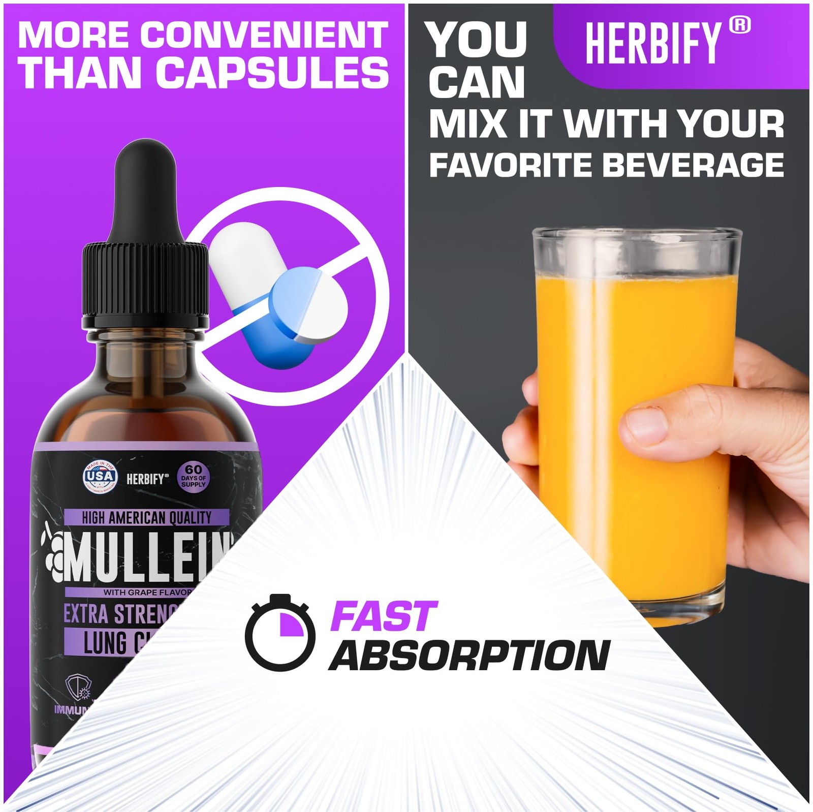 HERBIFY Mullein Drops – Lung Cleanse – Leaf Extract – 4 Fl Oz (Pack of 1)