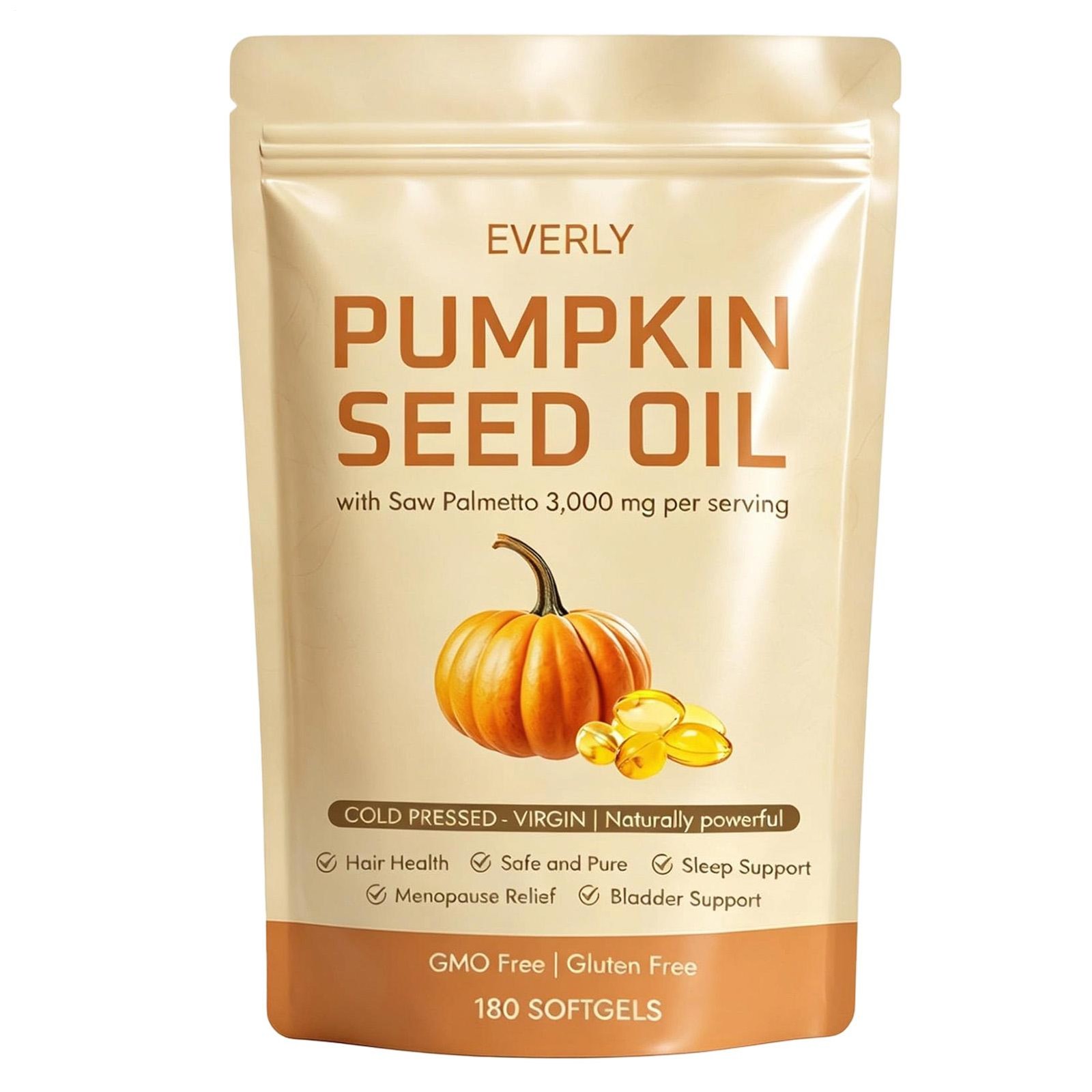 Pumpkin Seed Oil 3000mg Softgels | Cold Pressed Virgin | Saw Palmetto | 180Count