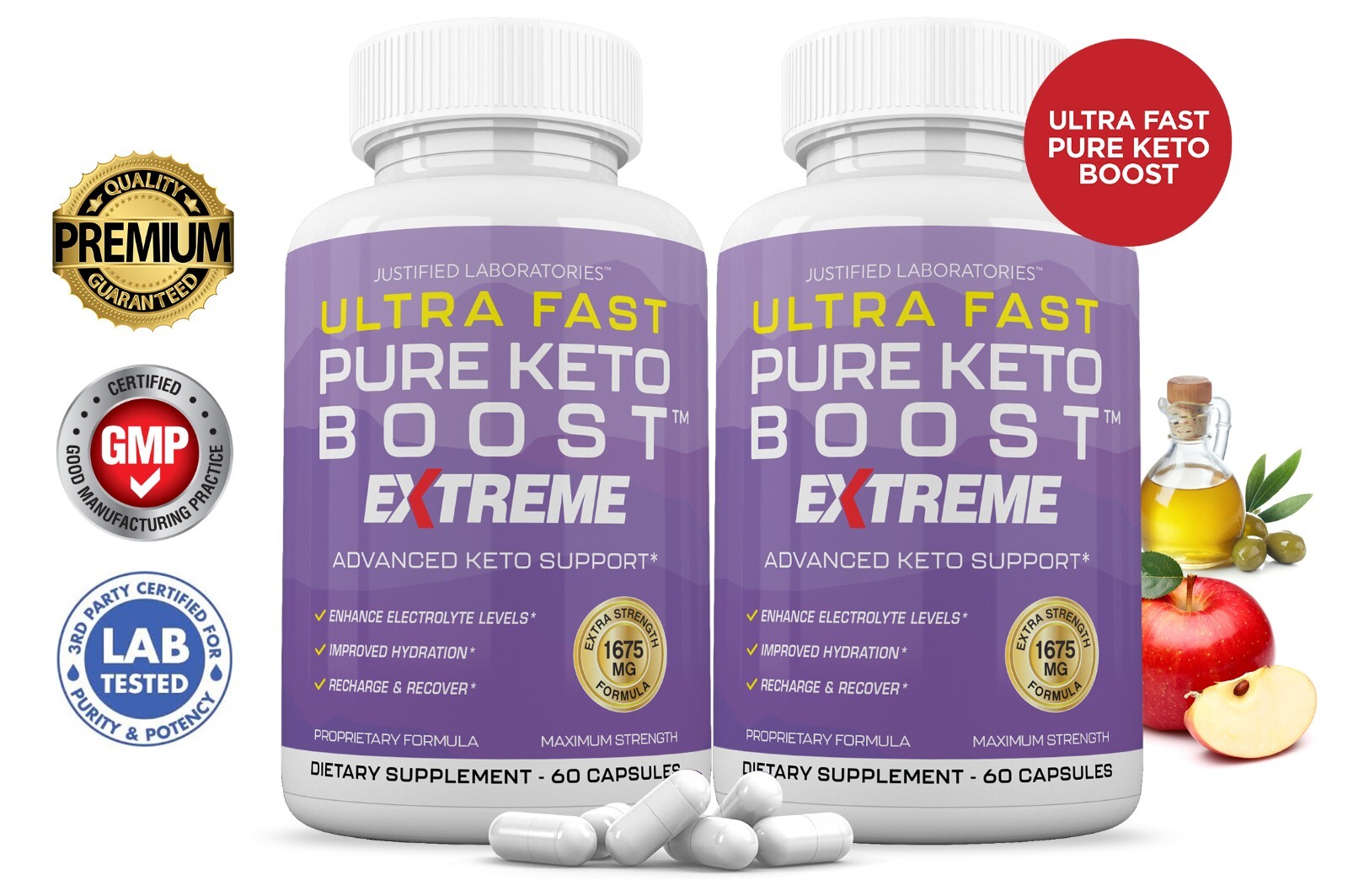 Ultra Fast Pure Keto 1500 Keto ACV Pills Extrme 1675MG New Improved Formula 2 Pk