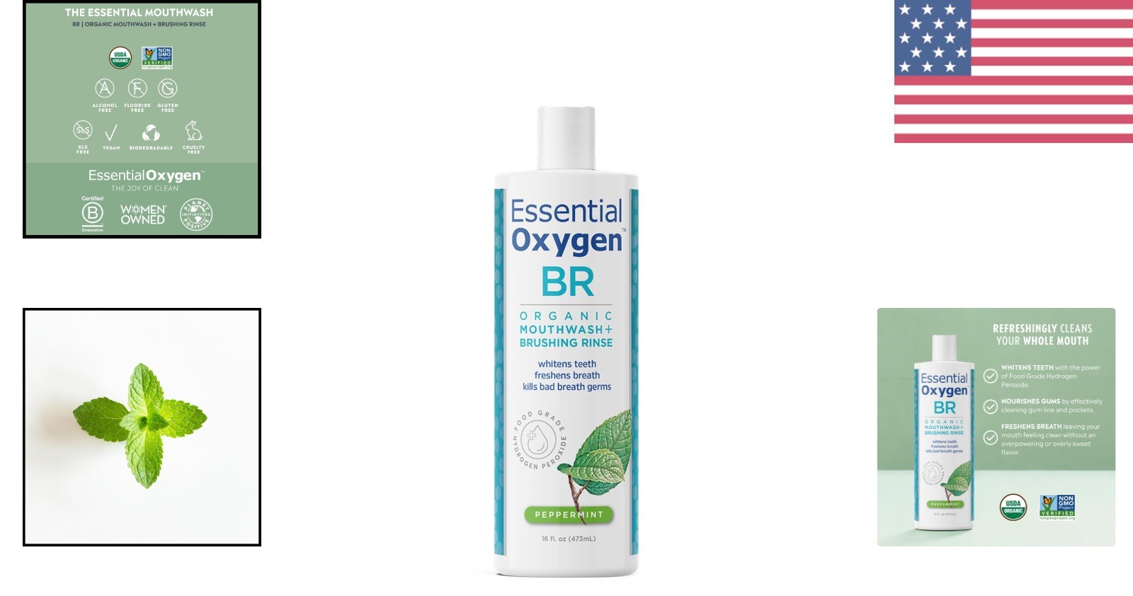 and Gluten-Free Organic Mouthwash – 16 Fluid Ounces of Fresh Peppermint