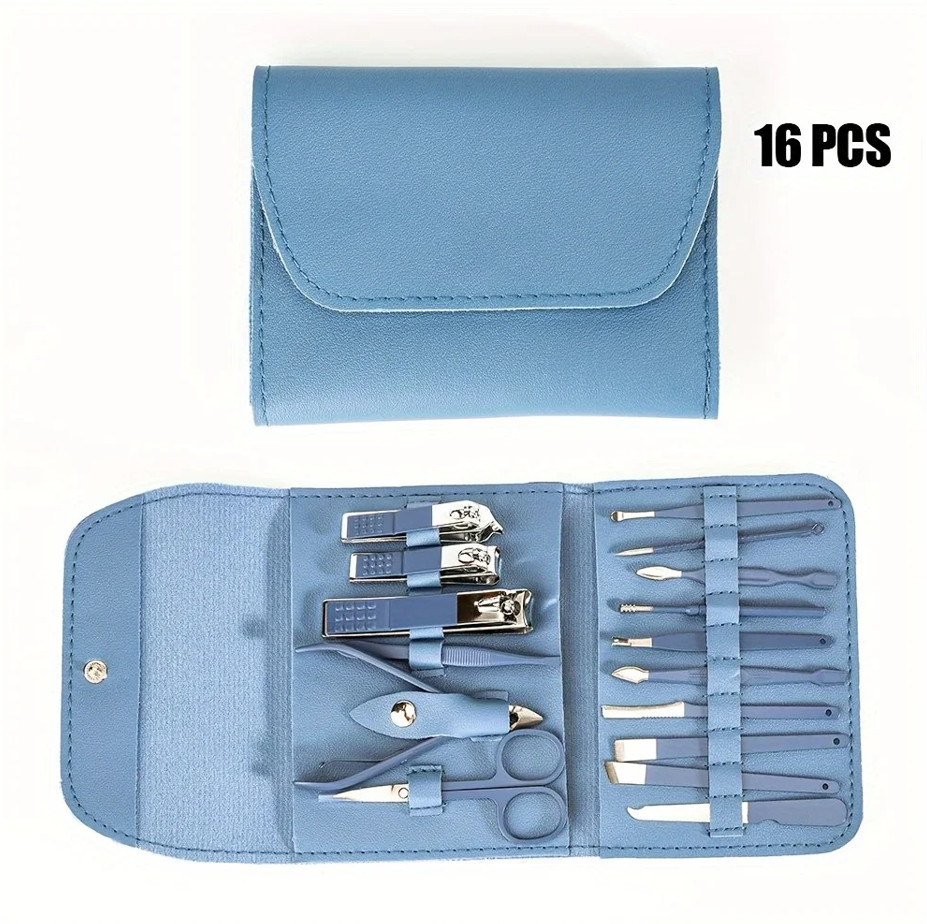 16pcs Professional Nail Clippers & Cuticle Nippers Manicure Pedicure Set