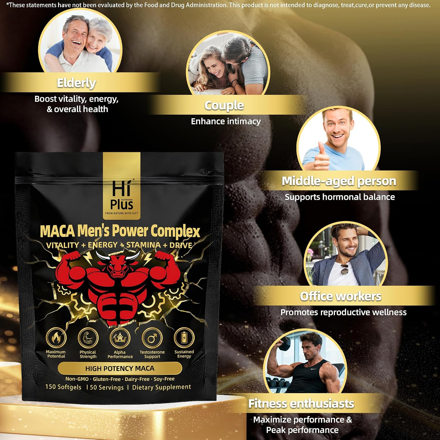 Men’S Maca Power Complex Formula, Supports Testosterone Health, Supports Energy,