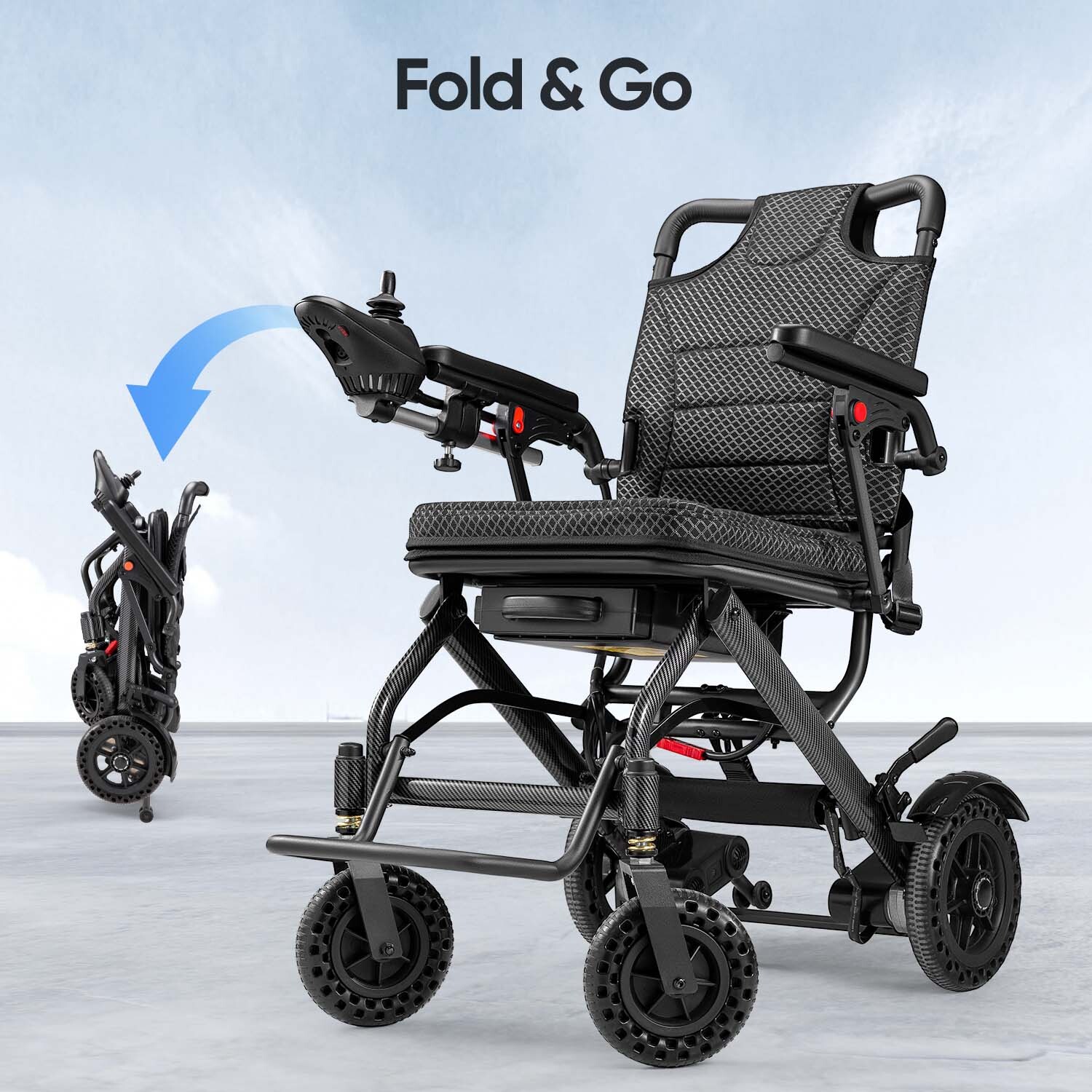 Used Foldable Electric Wheelchairs Intelligent Lightweight For Airline