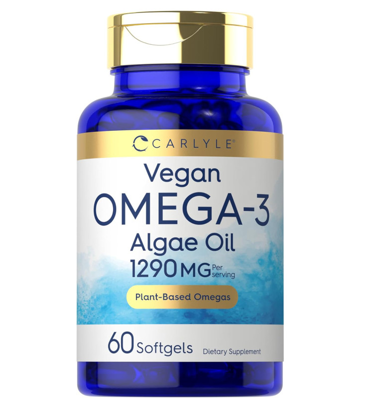 Vegan Omega 3 Supplement 1290mg 60 Softgels Plant Based Algae Oil Non GMO Gluten