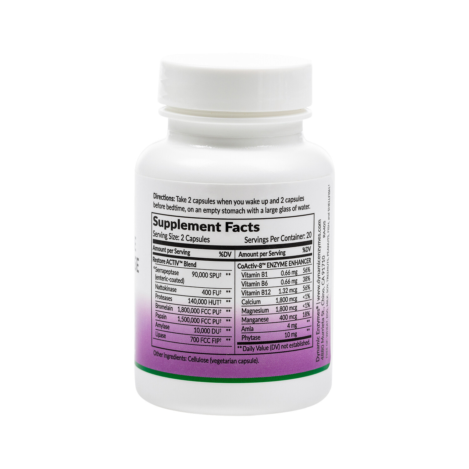 Dynamic Enzymes Restore Activ Serrapeptase& Nattokinase Systemic Enzymes,40 Caps